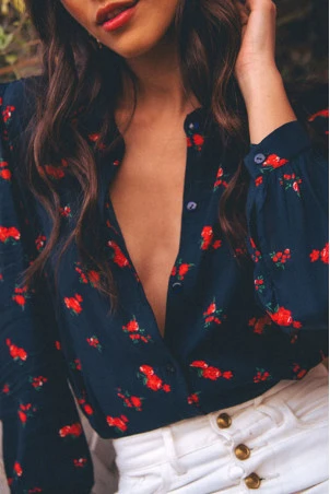 CHEMISE MARIA BOUQUET ROUGE