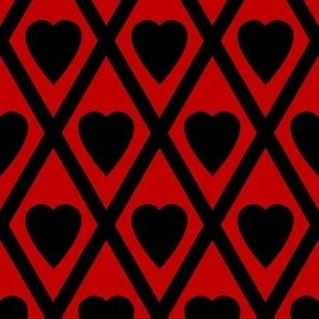 Valentina's Hearts in Black and Red Fabric | Spoonflower