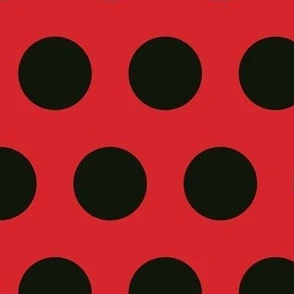 Polka Dot - Black on Red XL Fabric | Spoonflower