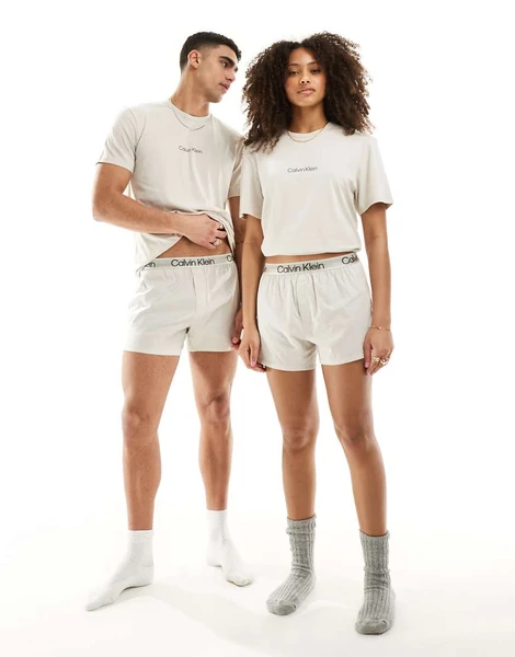 Calvin Klein - Modern Structure - Boxer en coton - Gris cassé