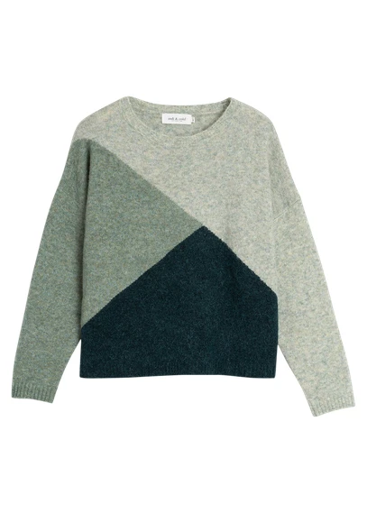 Pull col rond en laine mélangée | Vert