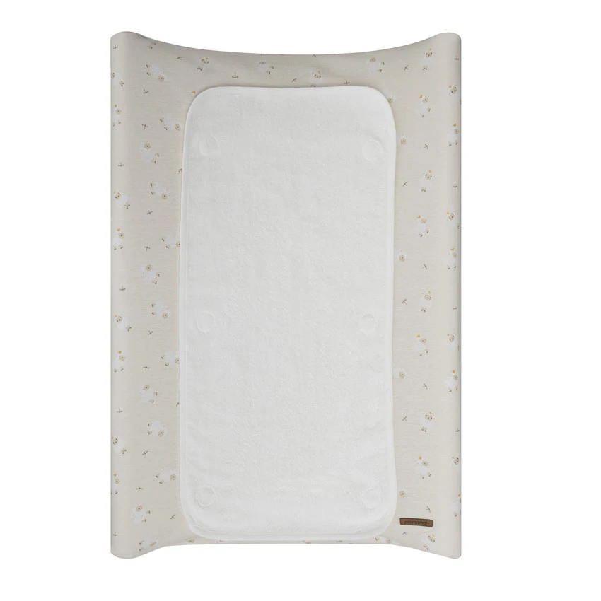 Housse de matelas à langer imprimé moutons La Vie à la Ferme beige