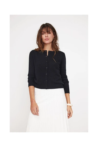 Cardigan Col Rond Zika - Noir - Femme