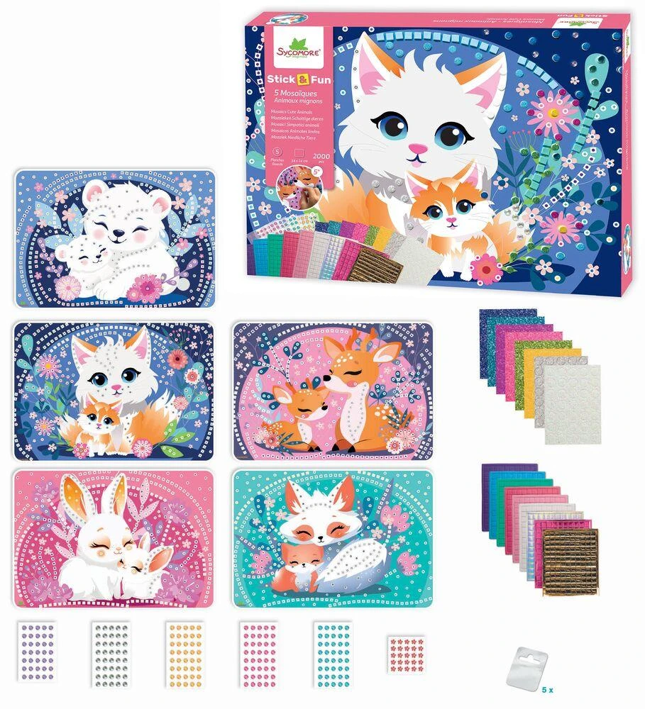 STICK'N FUN - XL MOSAIQUES - ANIMAUX MIGNONS