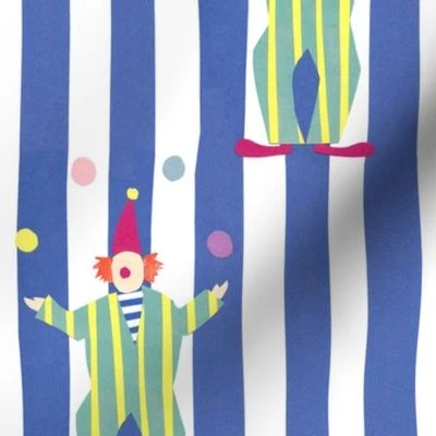 Clowns (blue) Fabric | Spoonflower