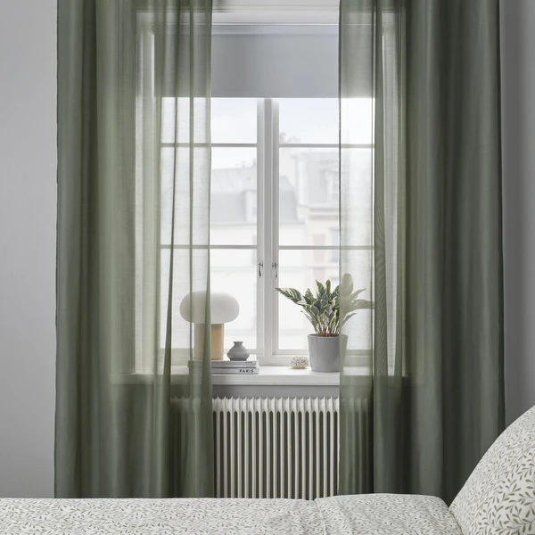 STENFRÖ Voilage, 2 pièces - vert/avec oeillets 145x250 cm