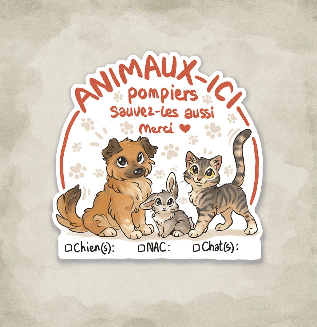 Sticker Animaux Pompiers