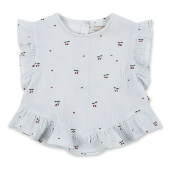 Top Coco Cerises Coton Bio | Bleu pâle