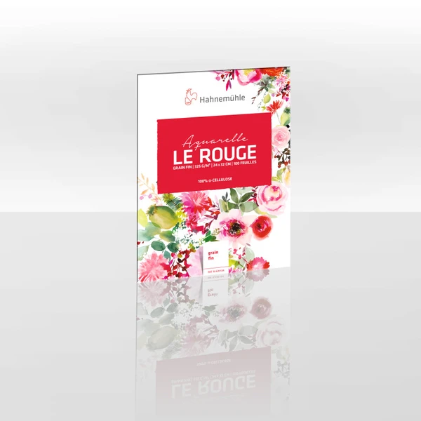 Bloc collé 4 côtés Le rouge 24x32 325g 100f grain fin