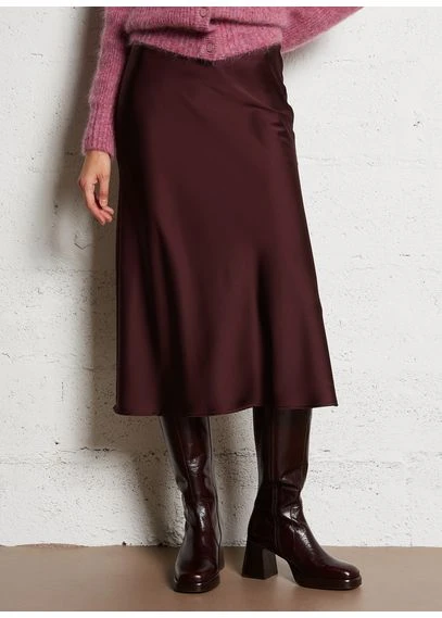 Jupe midi satinée | Violet