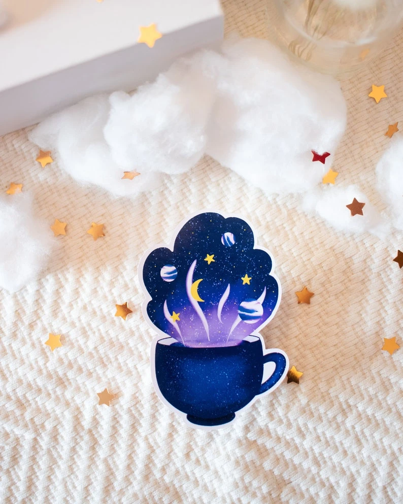 Sticker « Tasse céleste » pour ordinateur, carnet, valise