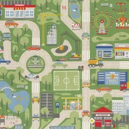 Tissu coton épais city map multicolore