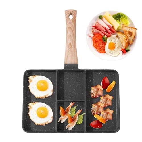 Poêle à frire sectionnelle – Poêle à griller divisée, poêle antiadhésive multi-sections | Pocheuse à œufs avec plusieurs compartiments, poêle de cuisson portable et polyvalente pour le petit-déjeuner