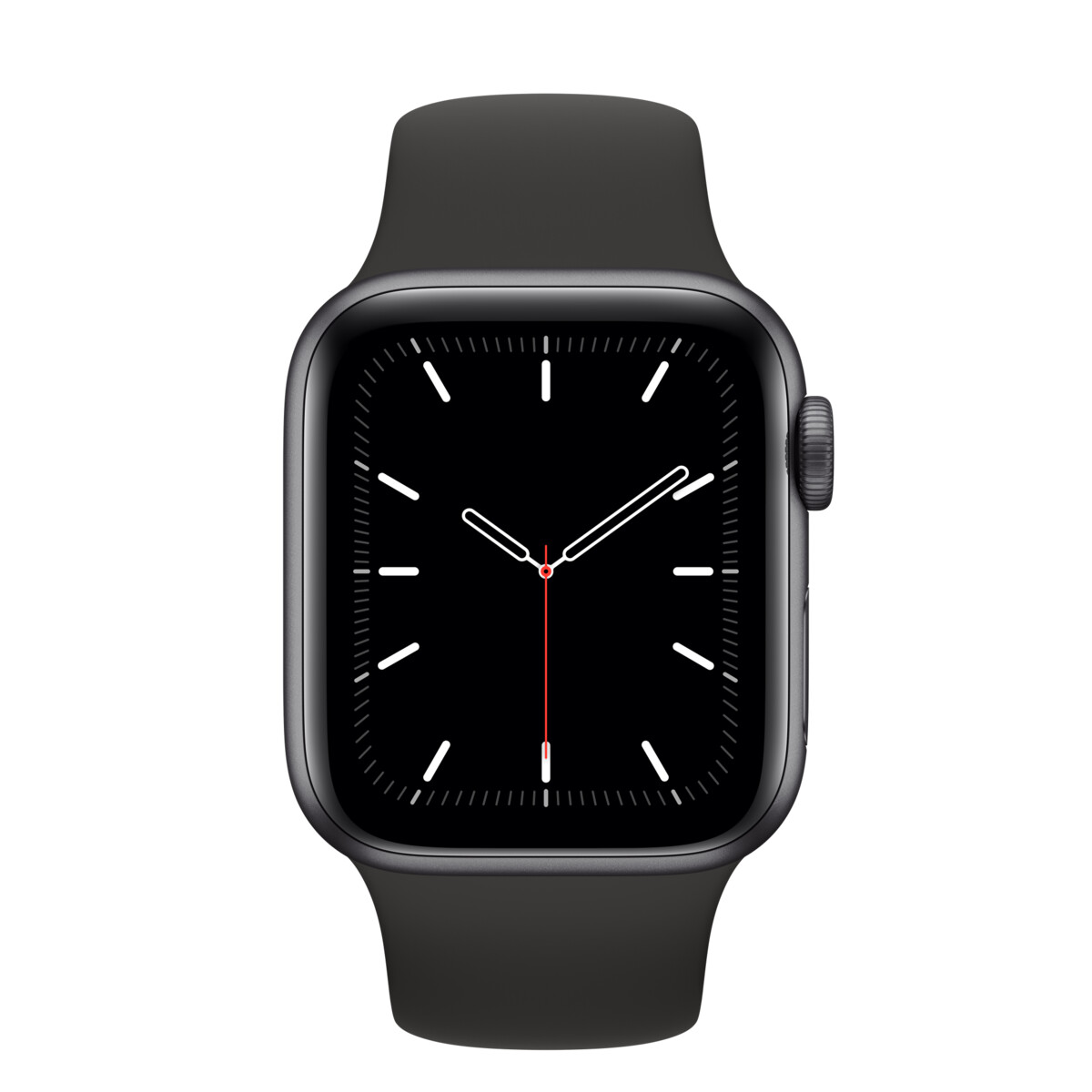 Apple Watch Series 5 GPS, Boîtier en aluminium gris sidéral de 40 mm, Bracelet Sport noir - Regular