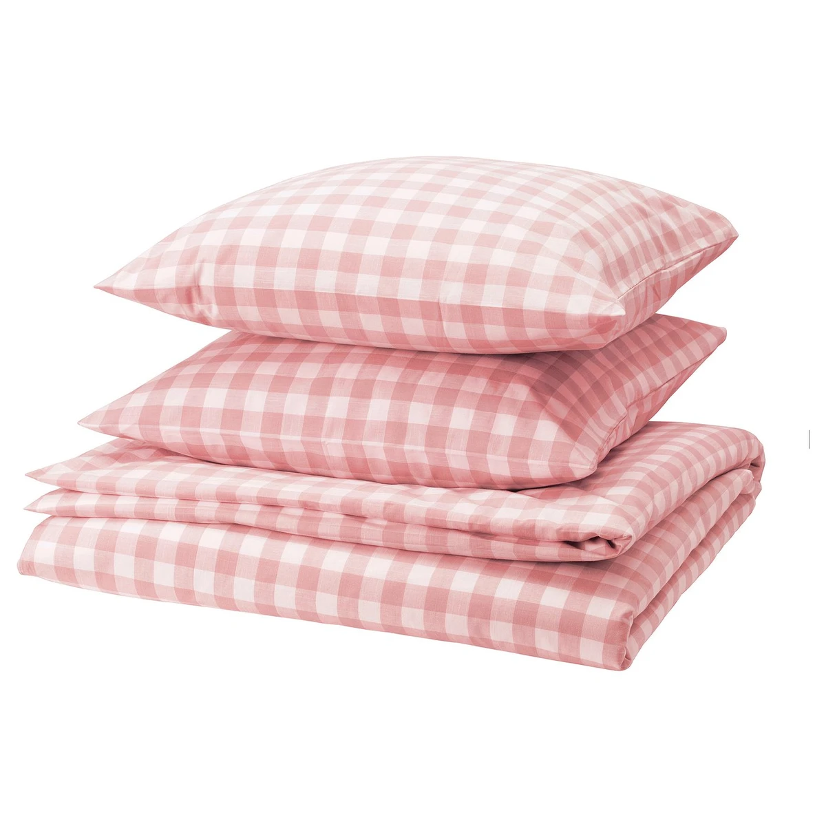 EKTANDVINGE Housse de couette et 2 taies - rose clair blanc/carreaux 240x220/65x65 cm