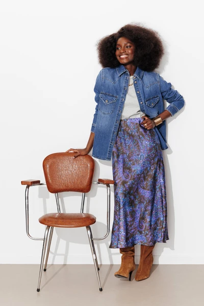 Jupe imprimée en satin Femme