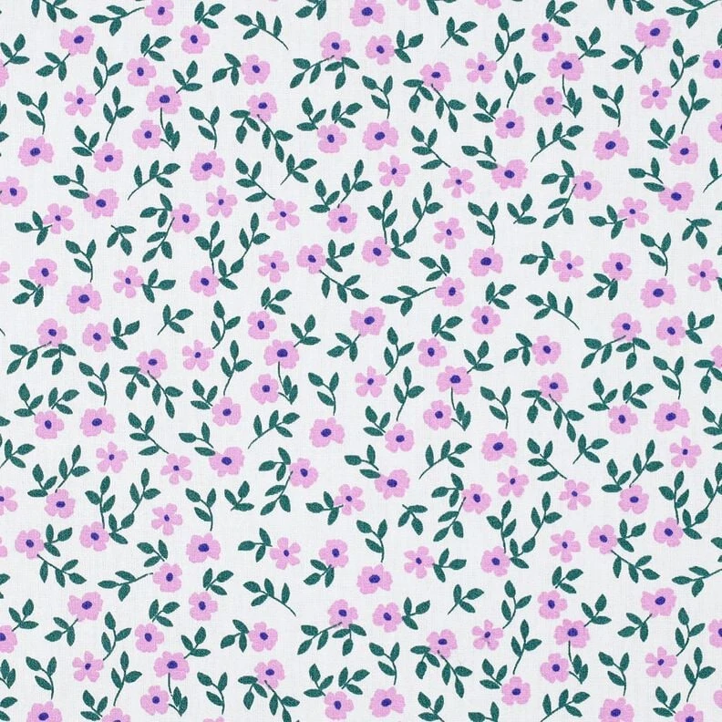 GOTS Popeline coton Streublümchen | Poppy Fabrics – blanc/rose - Idéal pour Décoration pour enfants