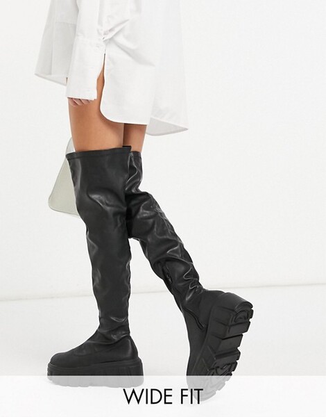Public Desire Wide Fit - Lingo - Cuissardes épaisses - Noir