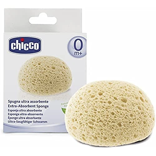 Chicco Eponge Ultra Absorbante, Eponge de bain pour nouveau-né, Eponge pour bébé, 0m+.