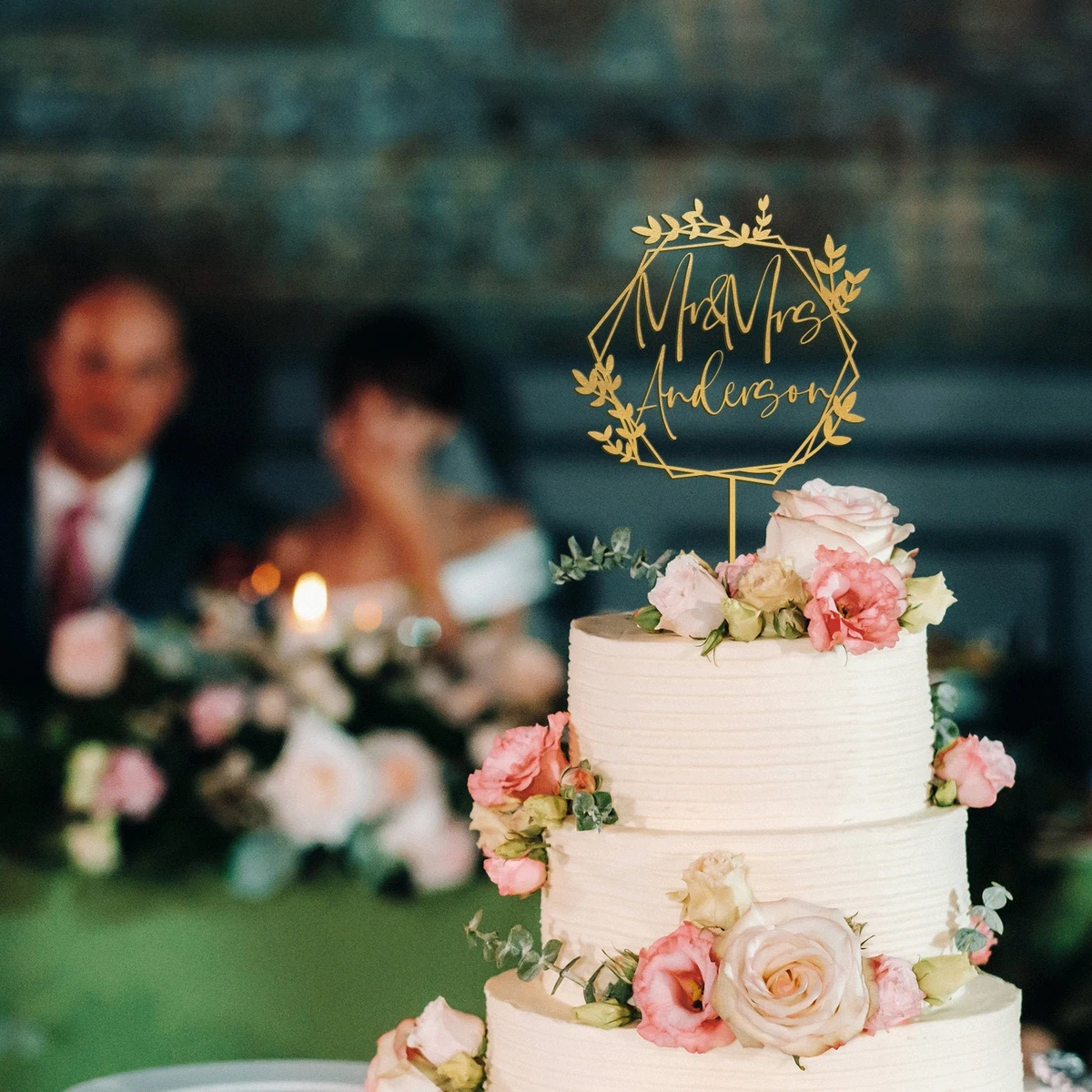 Décoration de gâteau personnalisée pour mariage, décoration de gâteau avec nom de famille, décoration de gâteau personnalisée, décorations de gâteau d'anniversaire, n'importe quel texte