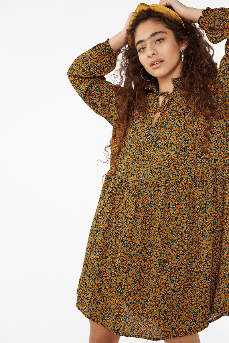 Ruched collar dress - Floral print - Dresses - Monki DE