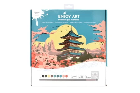Kit de peinture par numéro Oz International - Soleil Levant : Pagode - Peinture Acrylique | Cultura