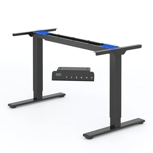 FlexiSpot Bureau Assis Debout Électrique à 2 Moteurs Charge 100kg, Bureau Réglable en Hauteur en Acier avec Panneau Smart à Fonctions Mémoires, Système Anti-collision, Cadre en Noir
