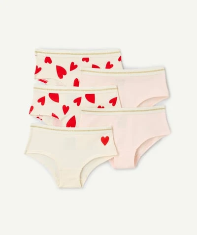 Lot de 5 shorties fille imprimé cœur