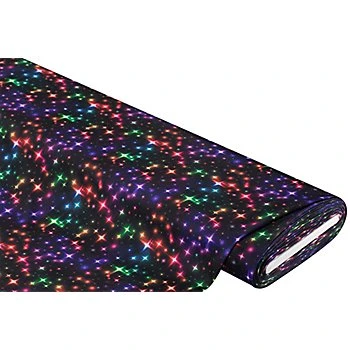 Tissu jersey extensible « galaxie », noir/multicolore