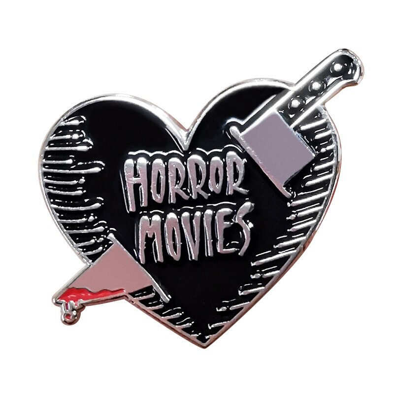 Film d'horreur, en émail, cœur noir, accessoire de mode, cadeau