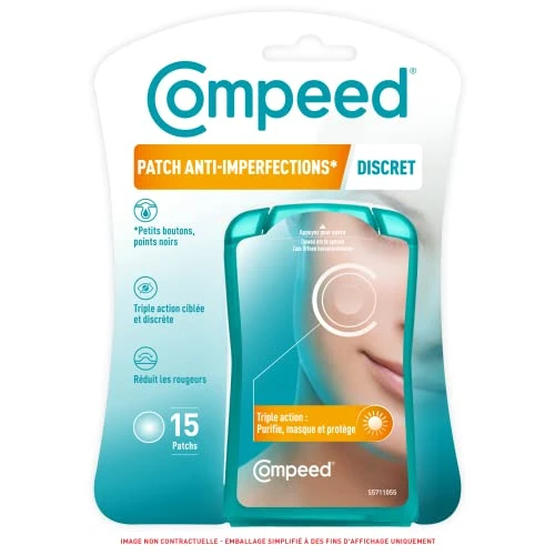 Compeed - Patchs anti-imperfections* Discrets – patchs hydrocolloïdes - Idéal pour une utilisation discrète de jour - pour imperfection ciblée - 15 Patchs - 1.5x1.5 cm points noirs et petits boutons