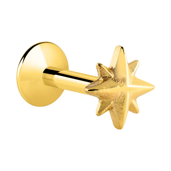 Labret à filetage interne Acier chirugical 316L / Plaqué or