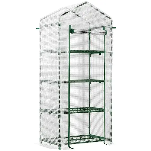 Serre 4 Niveaux Well Home - Cadre Métal, Couverture PVC Transparent, Dimensions 50x45x130 Cm, Pour Balcon Ou Intérieur - 11