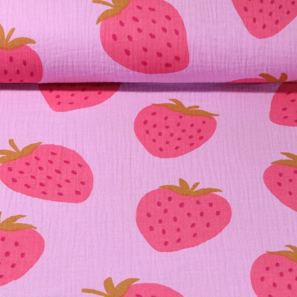 Mousseline - Fraises Rose vif