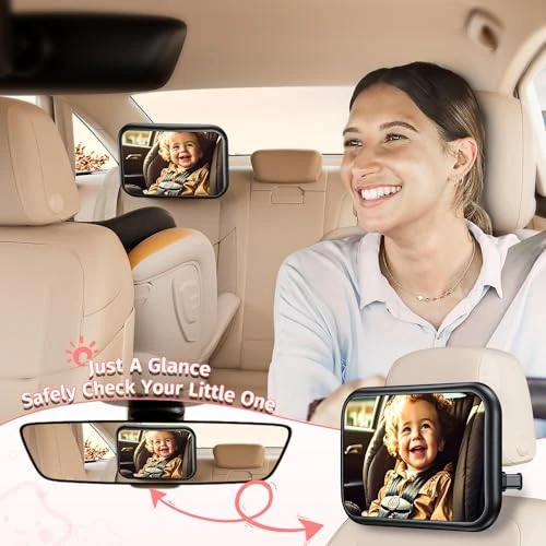 Miroir Voiture Bébé Retroviseur Siege Voiture Bebe: 100% Incassable Miroir Bébé Voiture, 360°Rotation Réglables Miroirs Auto Bébés, Miroir Siège Arrière Bébé, Accessoire Voiture pour Jeunes Parents