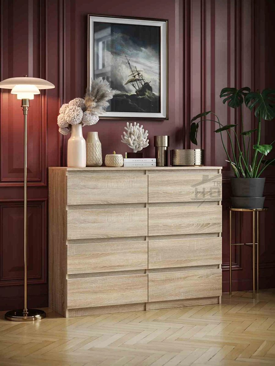 Commode 8 tiroirs Pari 8 chêne sonoma 120 cm