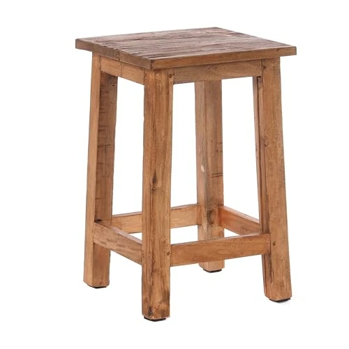 DESIGN DELIGHTS Tabouret en bois rustique Madero - 48 x 30 x 30 cm (H x l x P) - Bois recyclé - Couleur : 01 Natur-Vintage