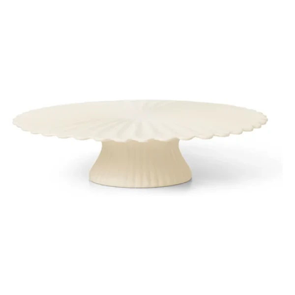 Plat à gâteau en grès Fountain | Off-White