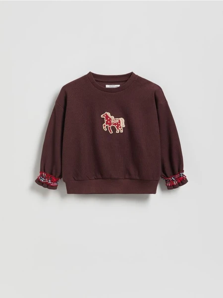 Sweat en coton à imprimé et bandes latérales