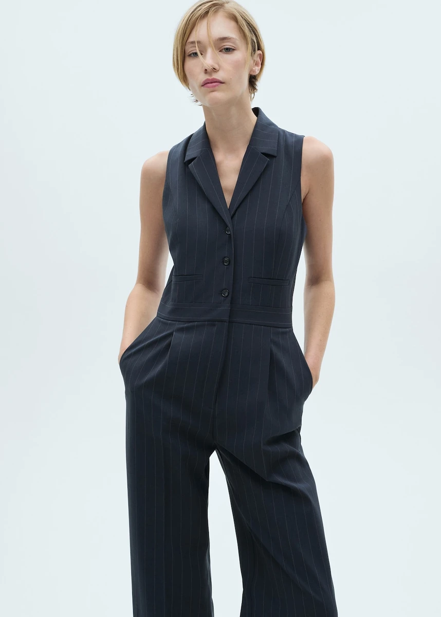 Combi-pantalon à rayures tennis - Femme | MANGO France métropolitaine