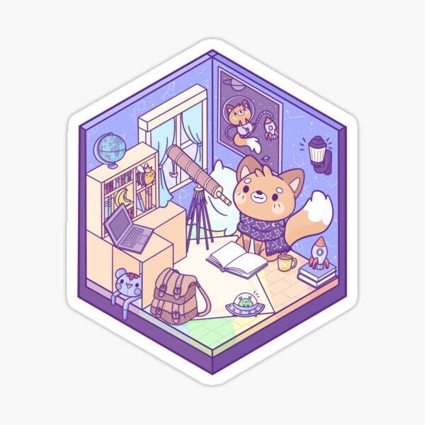 Nerd Fox minuscule salle isométrique | Sticker
