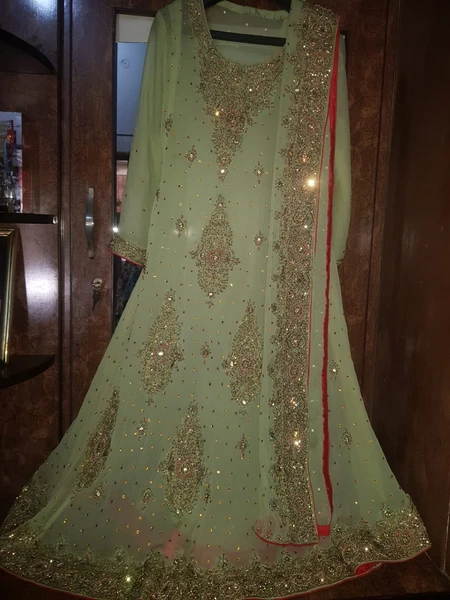 Luxury Green Embroidered Party Wear Dress for Sale - Eastern