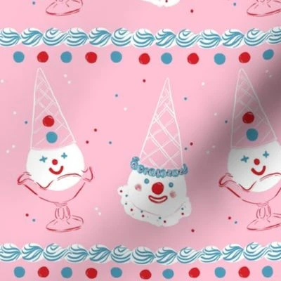 Ice Cream Clown pink Fabric | Spoonflower