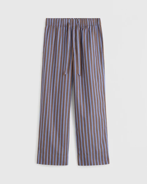 Tekla Fabrics Poplin, Pyjamas Pants - Chestnut Stripes