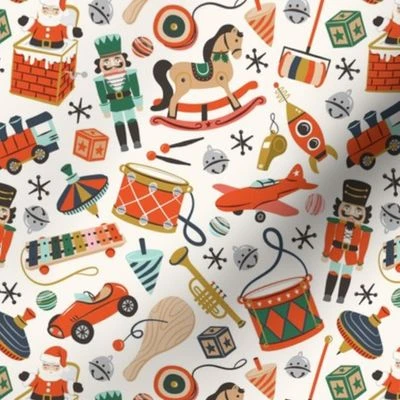 Vintage Christmas Toys Fabric | Spoonflower
