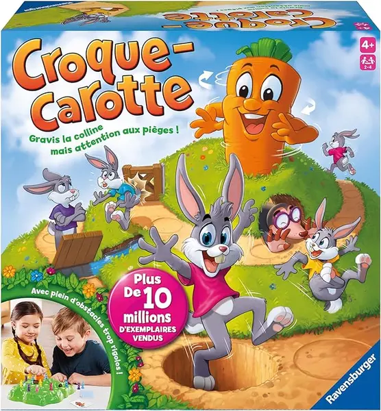 Ravensburger - Croque Carotte - Jeu de société - Enfants et Parents - Jeu de parcours rigolo - De 2 à 4 Joueurs à partir de 4 ans - Mixte - 22223 - Version française