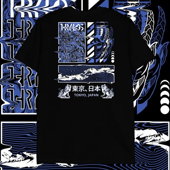 Unisex T-shirt neon aesthetic hannya vaporwave techwear japan brutalism japanese mythology japan street retro futurism vintage cyberpunk