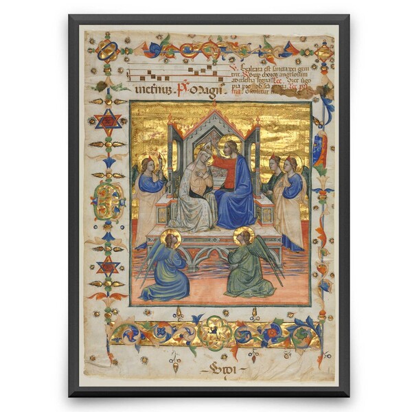 Leaflet from Book of Hours, 1420 Print Wall Decor - Stretched Canvas - Medieval or Renaissance Art - Home, Church, Classroom Decor HS2307