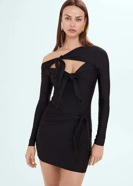 Robe drapée détail nœuds - Femme | Mango France