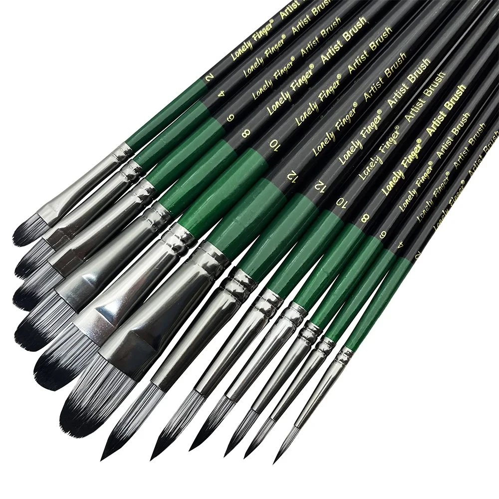 Ensemble de 12 pinceaux d'artiste ronds et filbert/plat/coin pour aquarelle, peinture à l'huile et à la température, acrylique, Gouache - AliExpress